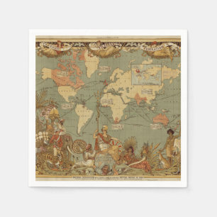 Serviette En Papier Affiche de la carte du monde de l'Empire britanniq