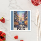 Serviette En Papier Affiche de voyage à Paris (En situation)