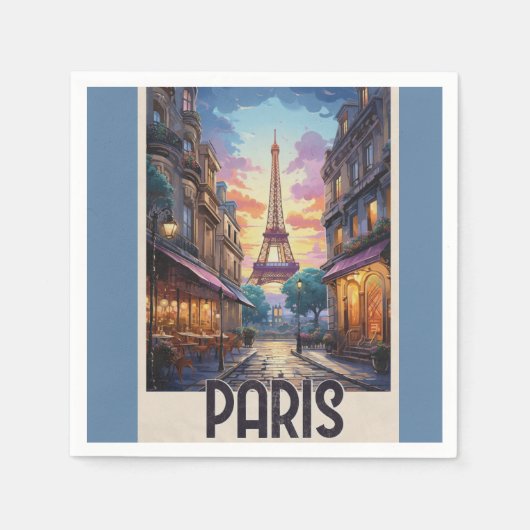 Serviette En Papier Affiche de voyage à Paris (Devant)