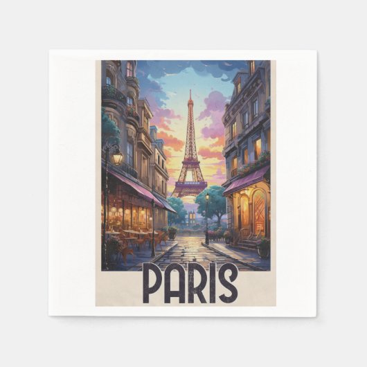 Serviette En Papier Affiche de voyage Paris (Devant)