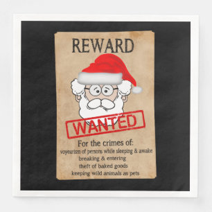 Serviette En Papier Affiche Recherchée drôle du père noël