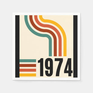 Serviette En Papier Affiche Rétro Vintage 1974 50e Anniversaire