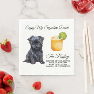 Serviette En Papier Affon Pinscher Signature Boire Mariage Animaux dom