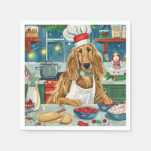 Serviette En Papier Afghan Hound Holiday Baking : Noël festif (Devant)