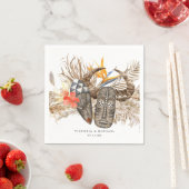 Serviette En Papier Africain Safari Boho Floral Monogramme (En situation)