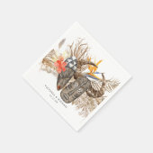 Serviette En Papier Africain Safari Boho Floral Monogramme (Coin)