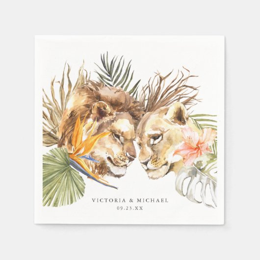 Serviette En Papier Africain Safari Boho Floral Monogramme (Devant)