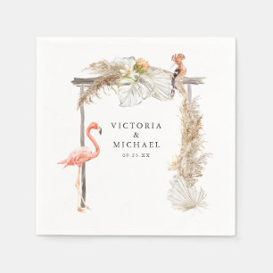 Serviette En Papier Africain Safari Boho Floral Monogramme