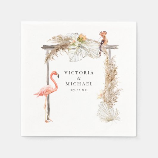 Serviette En Papier Africain Safari Boho Floral Monogramme (Devant)