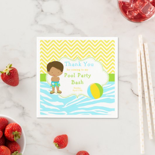 Serviette En Papier African American Boy Pool Party Bash Party (En situation)
