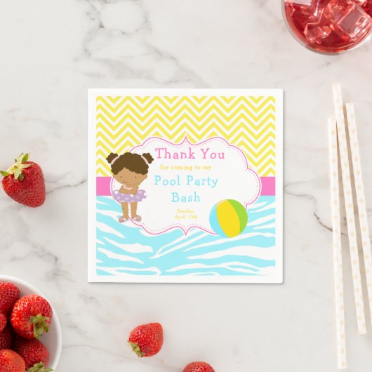 Serviette En Papier African American Girl Pool Party Bash (En situation)