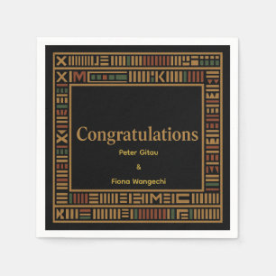 Serviette En Papier African Gold Kente Wedding Party Napkin