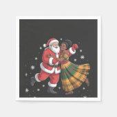 Serviette En Papier African Père Noël Mme Claus Danser African America (Devant)