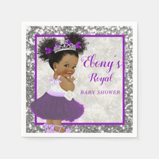 Serviette En Papier African Purple Princess|Silver Parties scintillant (Devant)