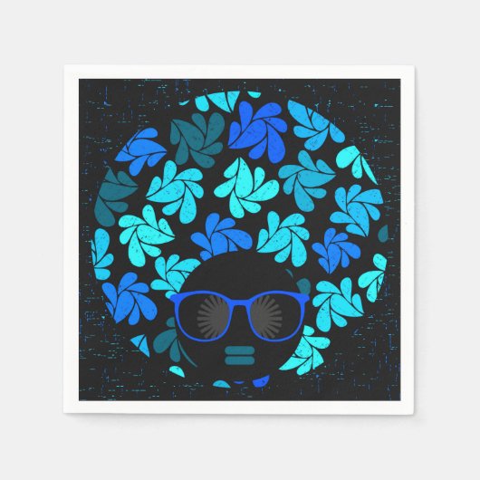 Serviette En Papier Afro Diva Bleu (Devant)