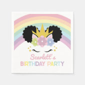 Serviette En Papier Afro Puff Unicorn Rainbows fête d'anniversaire (Devant)