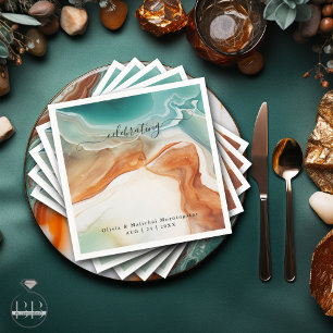 Serviette En Papier Agate Abstrait moderne Jade Terracotta