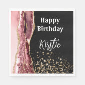 Serviette En Papier Agate Blush rose Rose noir Parties scintillant or (Devant)