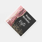 Serviette En Papier Agate Blush rose Rose noir Parties scintillant or (Coin)