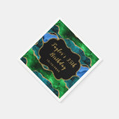 Serviette En Papier Agate de paon bleu et vert Anniversaire (Coin)