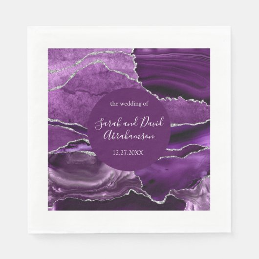 Serviette En Papier Agate de Parties scintillant de mariage Formal Pur (Devant)