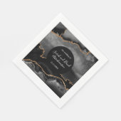 Serviette En Papier Agate de Parties scintillant mariage noir et or (Coin)