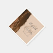 Serviette En Papier Agate Geode Écriture Marron Brun Doré Mariage (Coin)