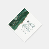 Serviette En Papier Agate Geode Emerald Green Script Gold Mariage (Coin)
