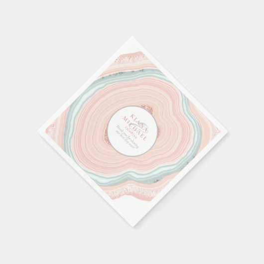 Serviette En Papier Agate Geode Mariage Rose Parties scintillant Gold (Coin)