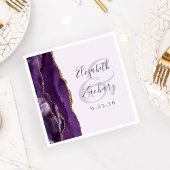 Serviette En Papier Agate Geode Purple Gold Lavender Mariage