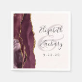 Serviette En Papier Agate Geode Script Burgundy Gold Blush Mariage (Devant)