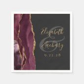 Serviette En Papier Agate Geode Script Burgundy Gold Dark Mariage (Devant)