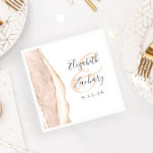 Serviette En Papier Agate Geode Script Mariage d'or ivoire