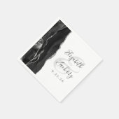 Serviette En Papier Agate Geode Script Mariage noir argent (Coin)