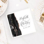 Serviette En Papier Agate Geode Script Rose noir Mariage or