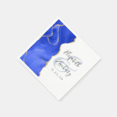 Serviette En Papier Agate Geode Script Royal Blue Gold Mariage (Coin)