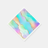Serviette En Papier Agate Holo | Faux Iridescente Pastel Ombre Marble (Coin)