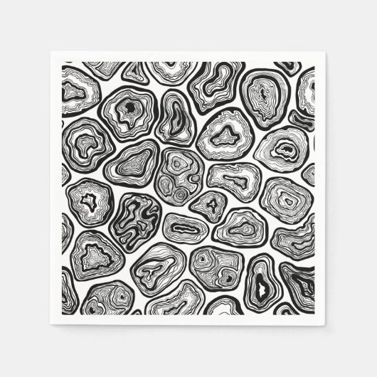 Serviette En Papier Agate les tranches en noir et blanc (Devant)