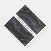 Serviette En Papier Agate moderne Black & Gold Pierre Abstrait Anniver (Coin)