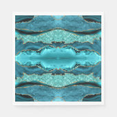 Serviette En Papier Agate Turquoise Blue Gold Marbre Aqua Turquoise Na (Devant)