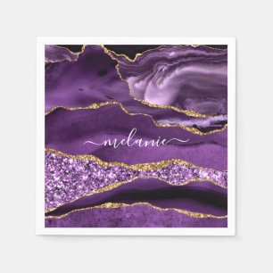Serviette En Papier Agate Violet Violet Or Parties scintillant Votre n