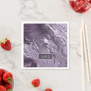 Serviette En Papier Agate violette cristallisée   Moody Marbled Monogr