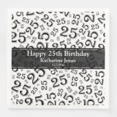 Serviette En Papier Âge 25 Nombre aléatoire Motif Noir/Blanc (Devant)