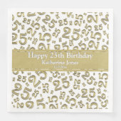 Serviette En Papier Âge 25 Nombre aléatoire Motif Or/Blanc (Devant)