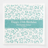 Serviette En Papier Âge 25 Nombre aléatoire Motif Turquoise/blanc (Devant)