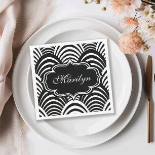 Serviette En Papier Âge du jazz moderne élégant noir et blanc 1920