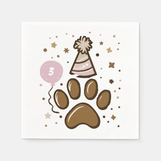Serviette En Papier Âge minimal d'anniversaire de chien (Devant)