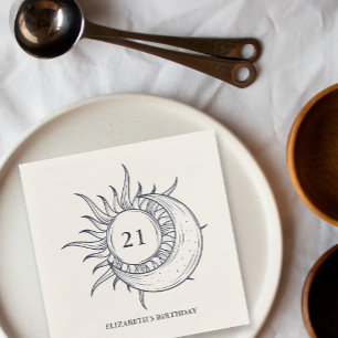 Serviette En Papier Âge Personnalisé Mystique Lune Céleste Anniversair