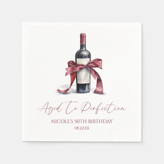 Serviette En Papier Aged To Perfection Red Wine Bow Birthday Party (Devant)