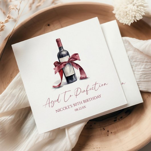 Serviette En Papier Aged To Perfection Red Wine Bow Birthday Party